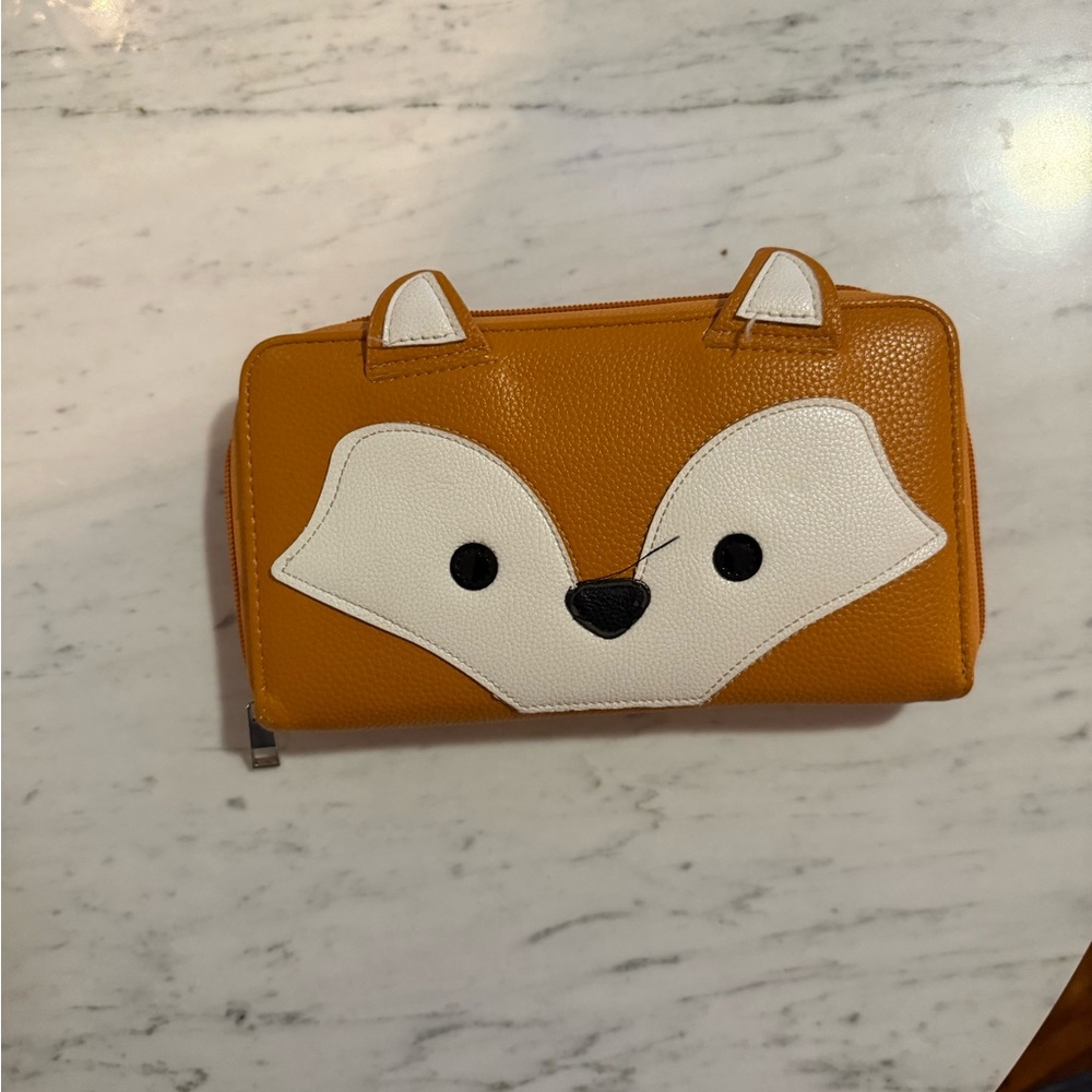 ModCloth Fox Face Zip Wallet - Mustard Yellow